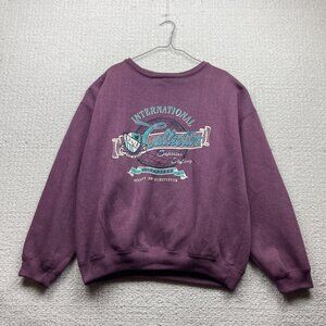 Vintage Get Worn College University Graphic Sweatshirt Faded Burgundy Red Read